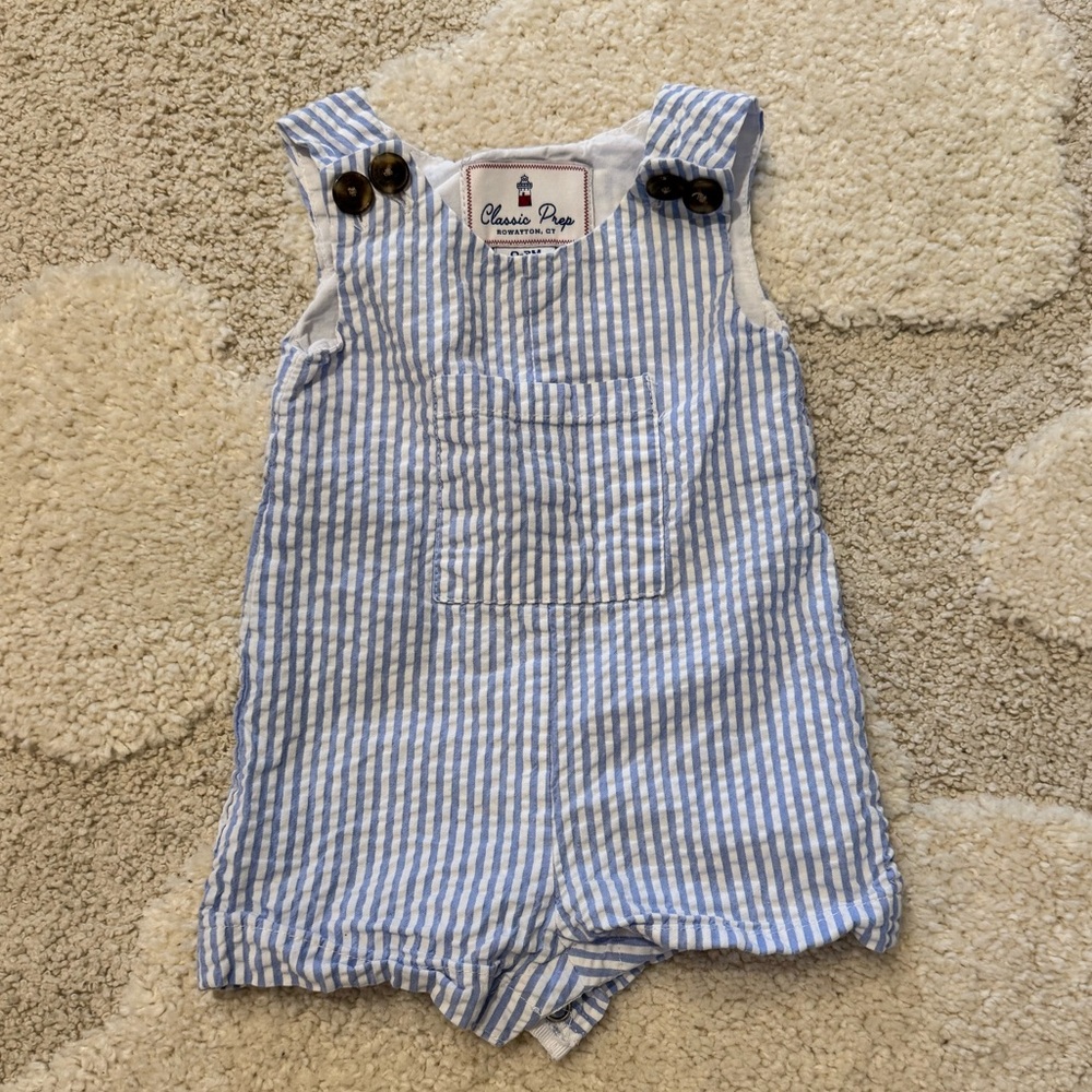Classic Prep Seersucker Baby Romper - Size 0-3M